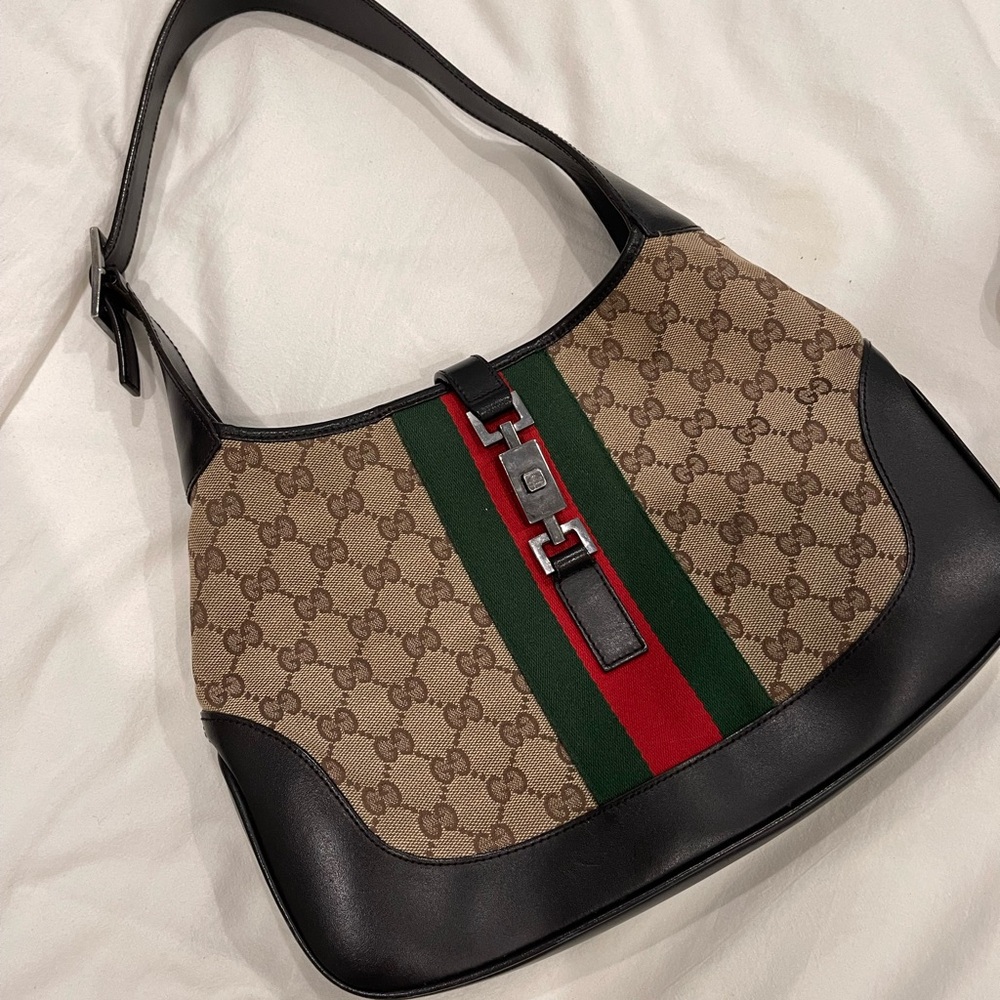 GUCCI
Monogram Web Jackie O Hobo Dark Brown